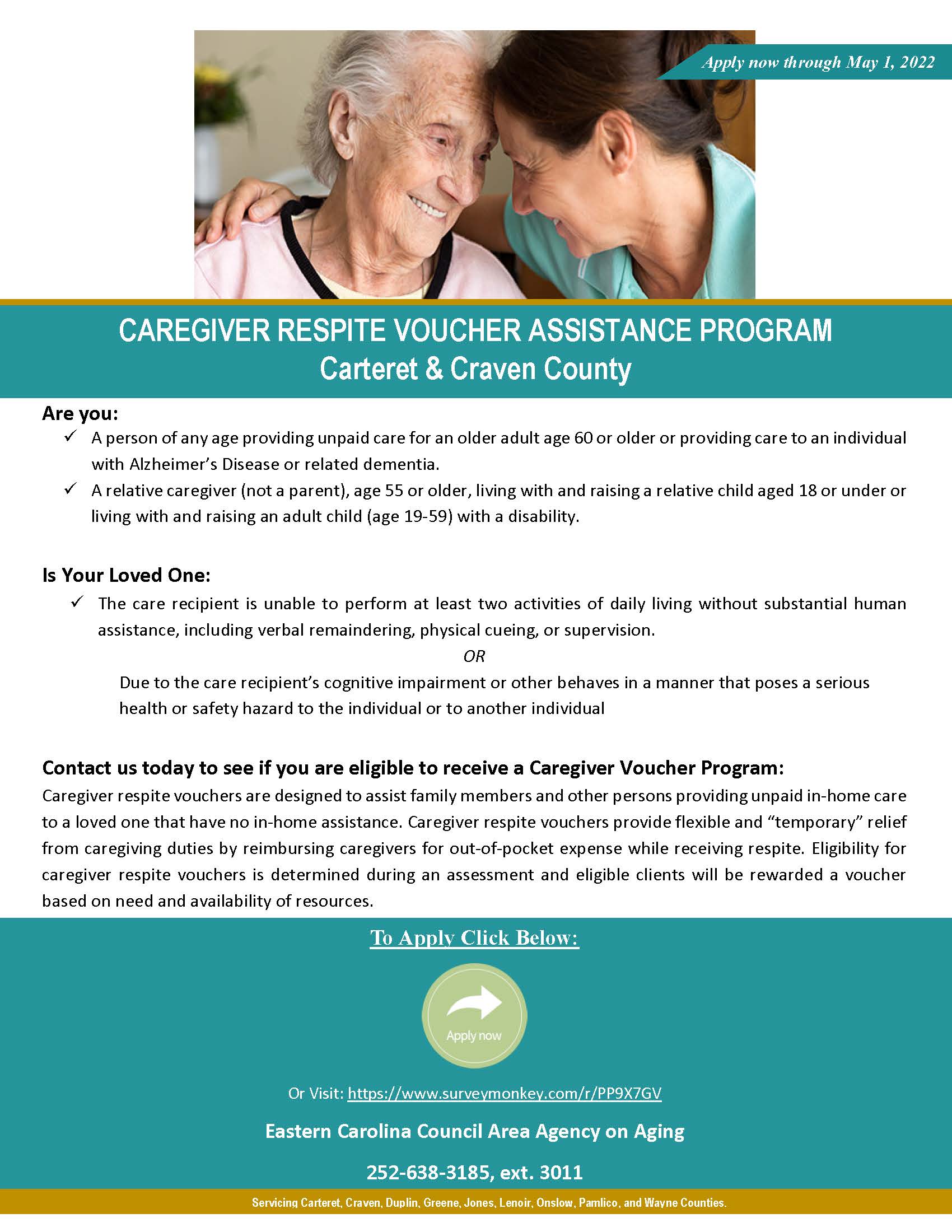 Caregiver Respite Voucher Assistance Program for Carteret & Craven County