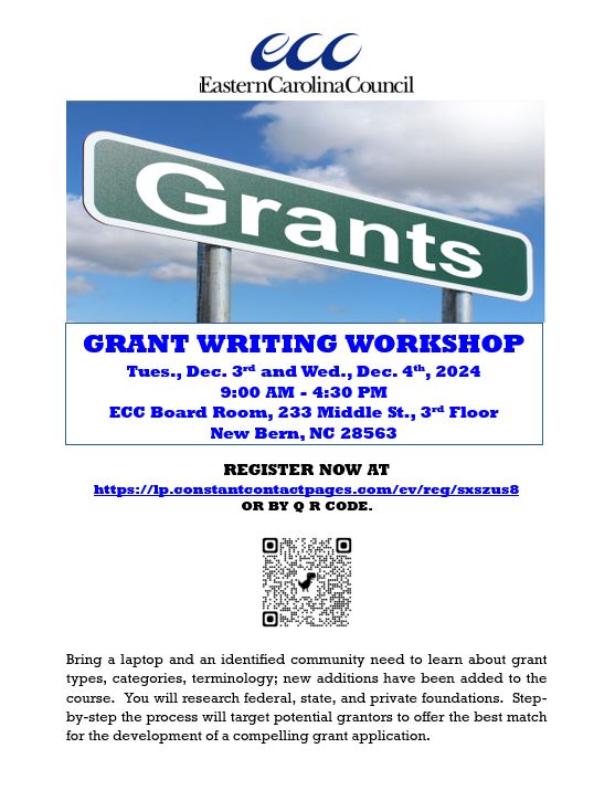 ECC Grant Writing Workshop – Dec. 3-4, 2024 – Eastern Carolina 